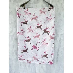 Pottery Barn Lucy Ballerina Carousel Horses TWIN FLAT Sheet Pink 100% Cotton